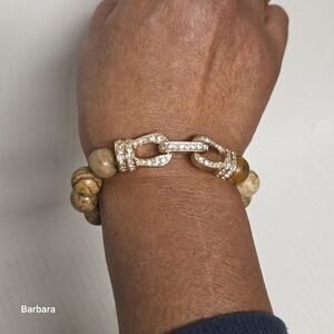 CN Desert Jasper Stone and Crystal Stretch Bracelet